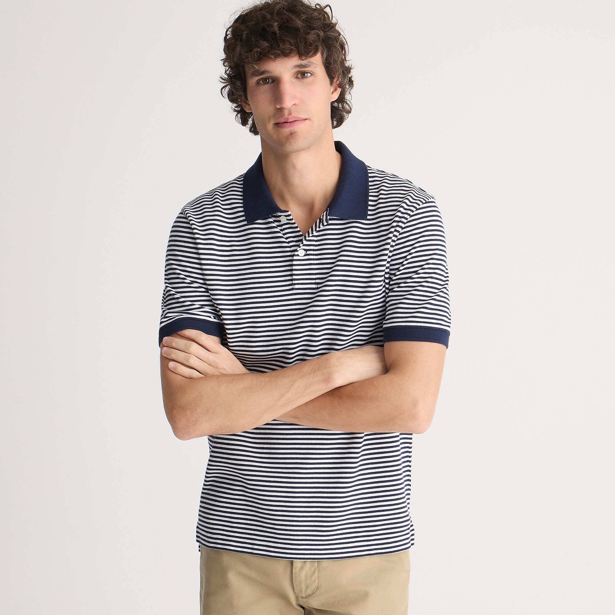 Classic piqué polo shirt-Navy White
