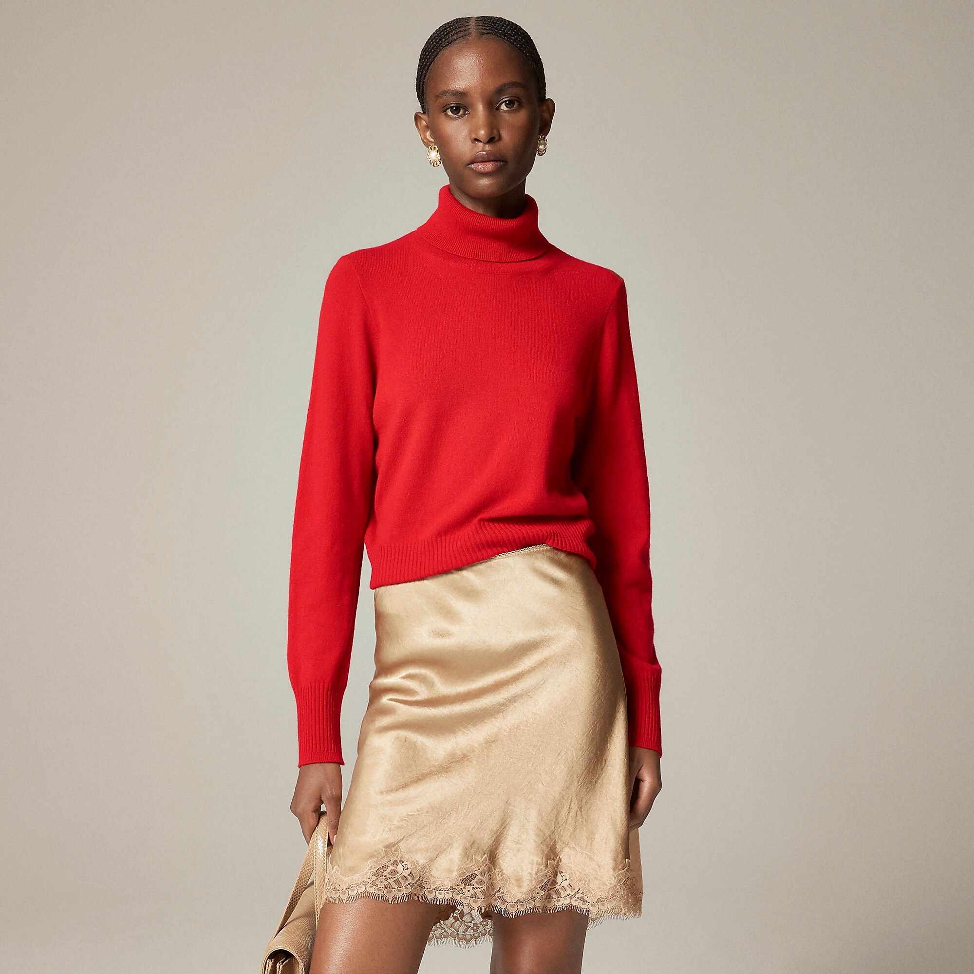 Cashmere shrunken turtleneck sweater-Classic Cardinal