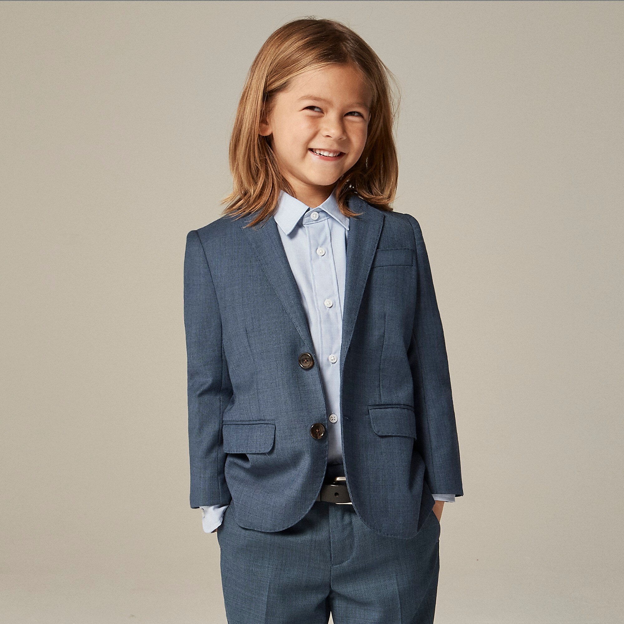 Boys' Ludlow suit jacket in stretch worsted wool blend-Harbor Blue