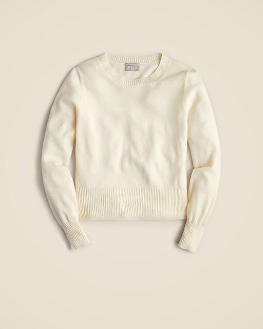 Cashmere shrunken crewneck sweater-Hthr Muslin
