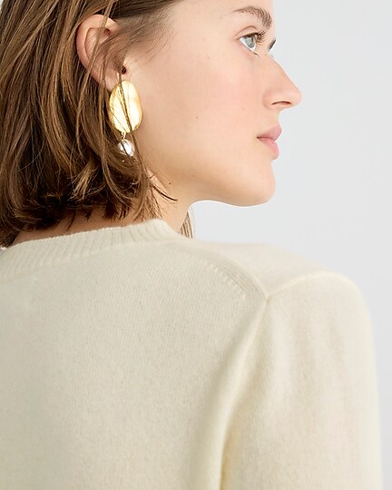 Cashmere shrunken crewneck sweater-Hthr Muslin