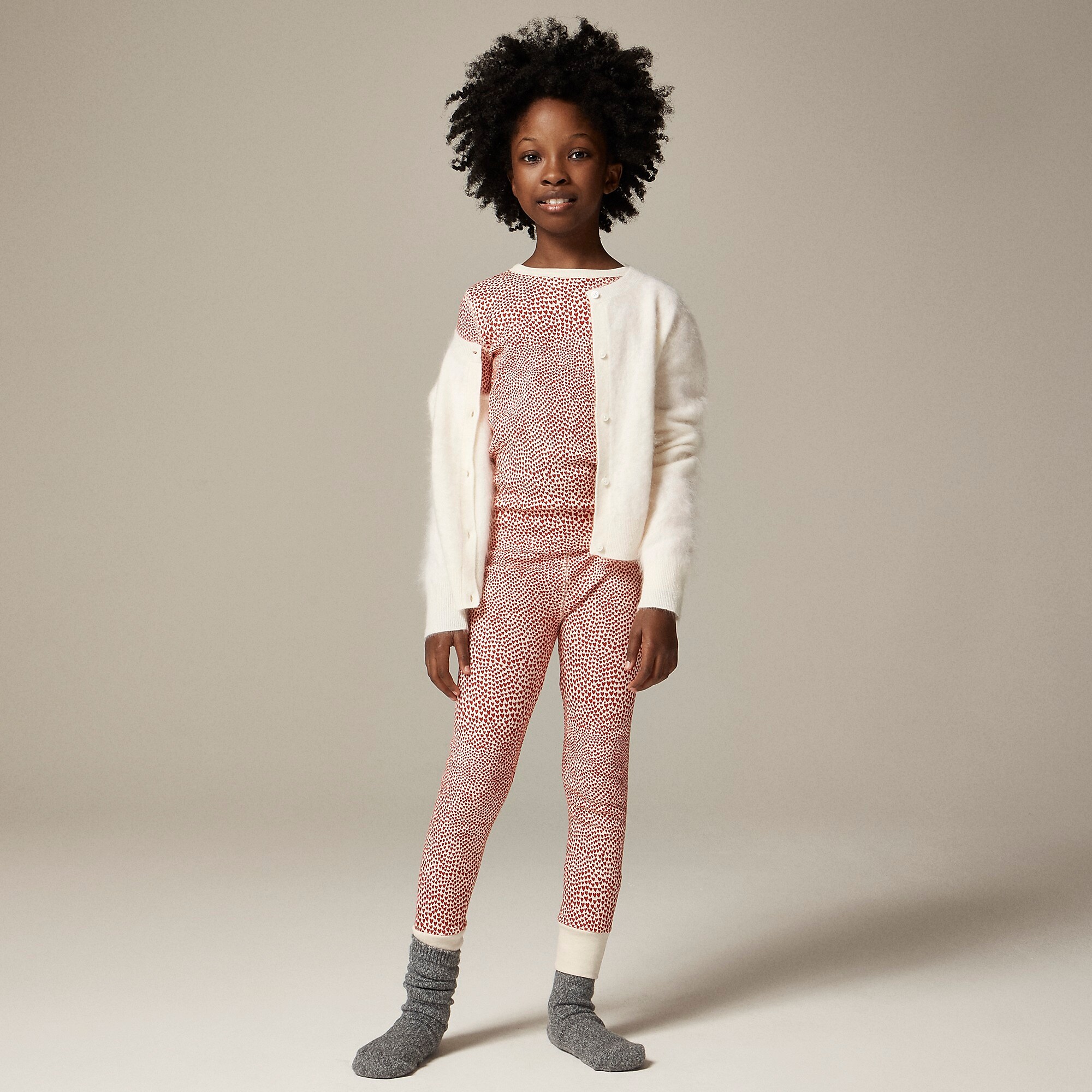 Girls' long-sleeve printed sleep set-Radiant Ruby Hearts