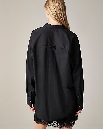 Étienne oversized shirt in striped cotton poplin-Black