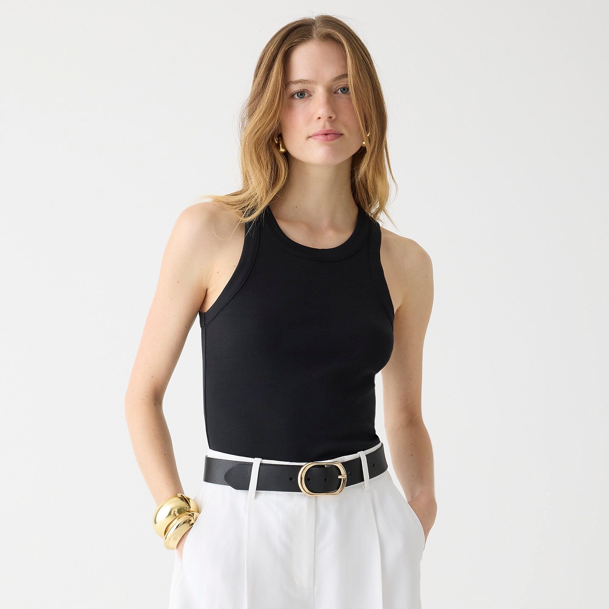 Perfect-fit high-neck tank-Black