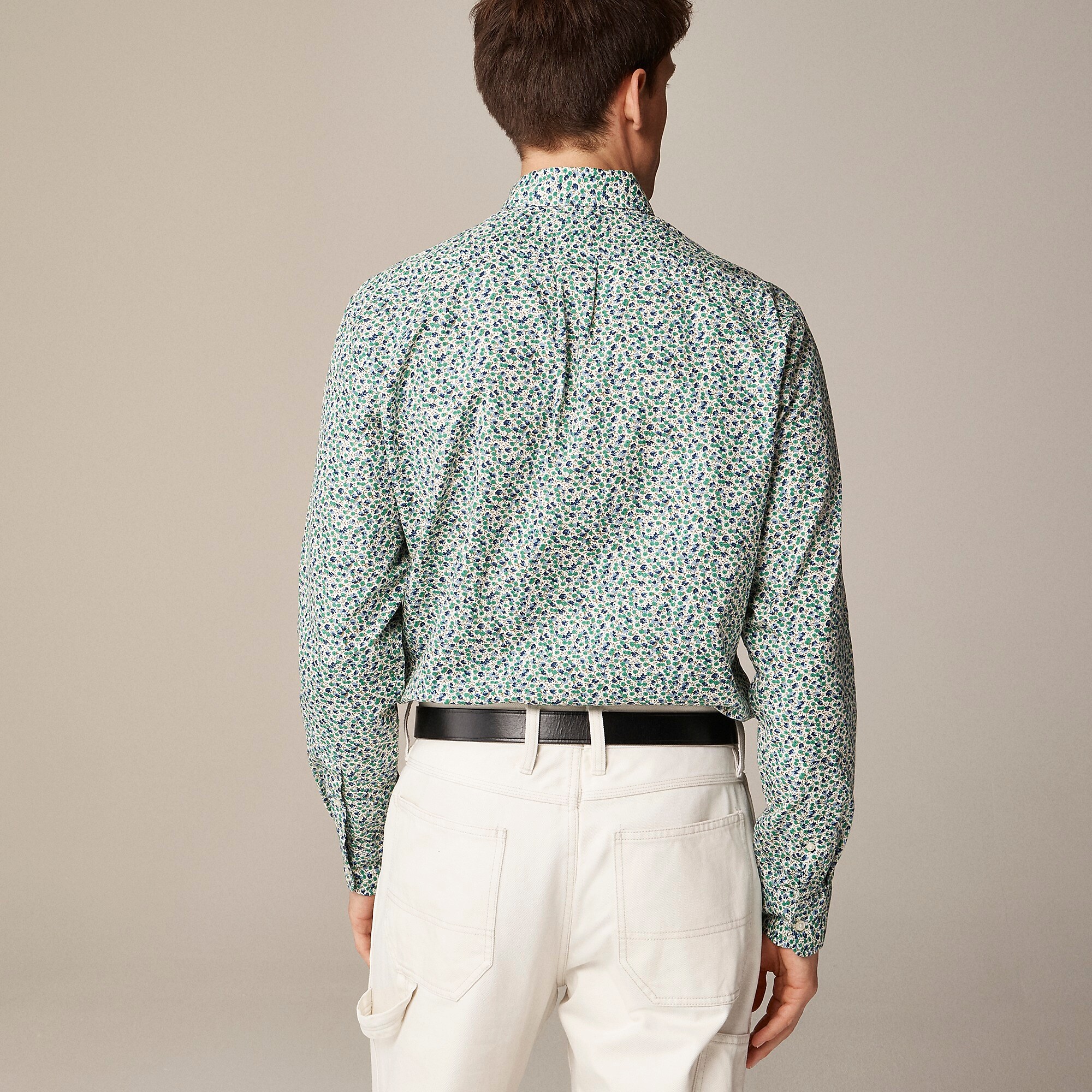 Secret Wash cotton poplin shirt-Ellis Ditsy Ivory Green