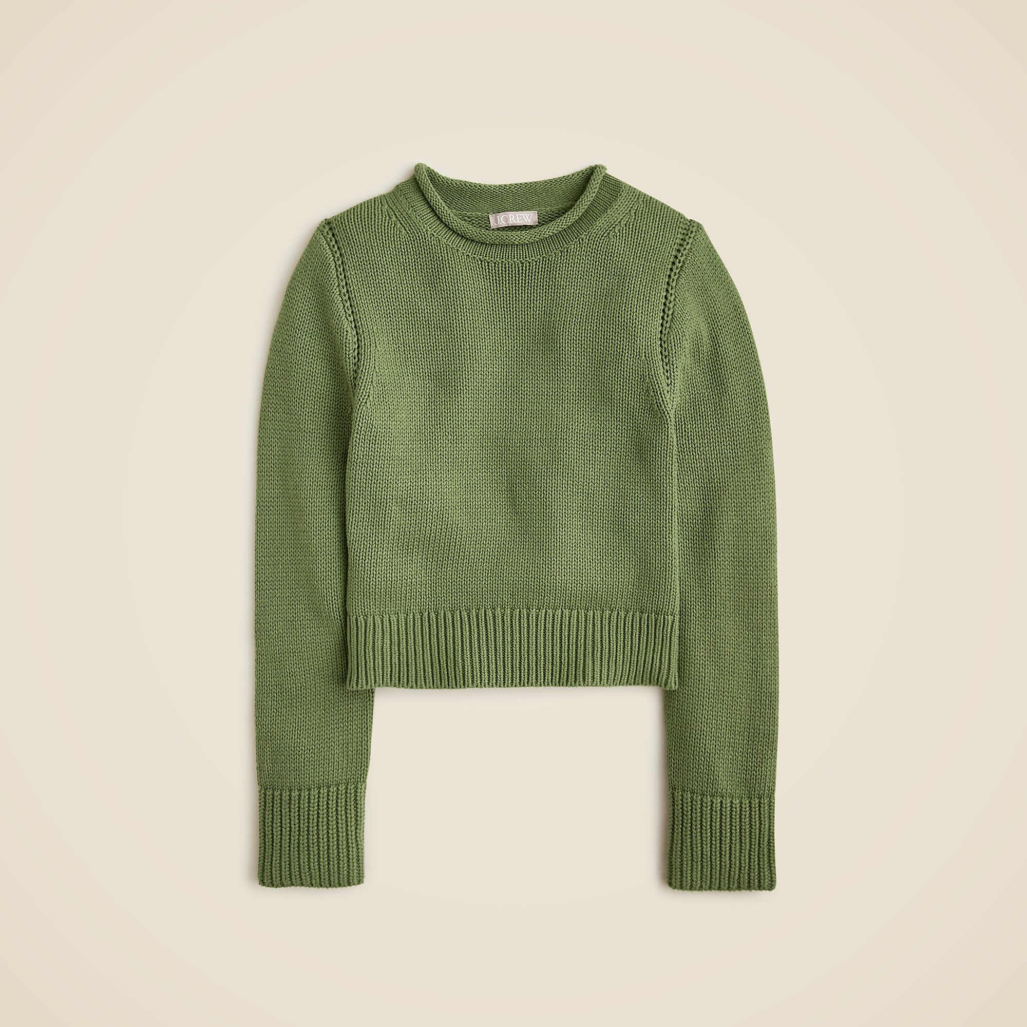 Heritage cotton Rollneck™ sweater in stripe-Midnight Moss