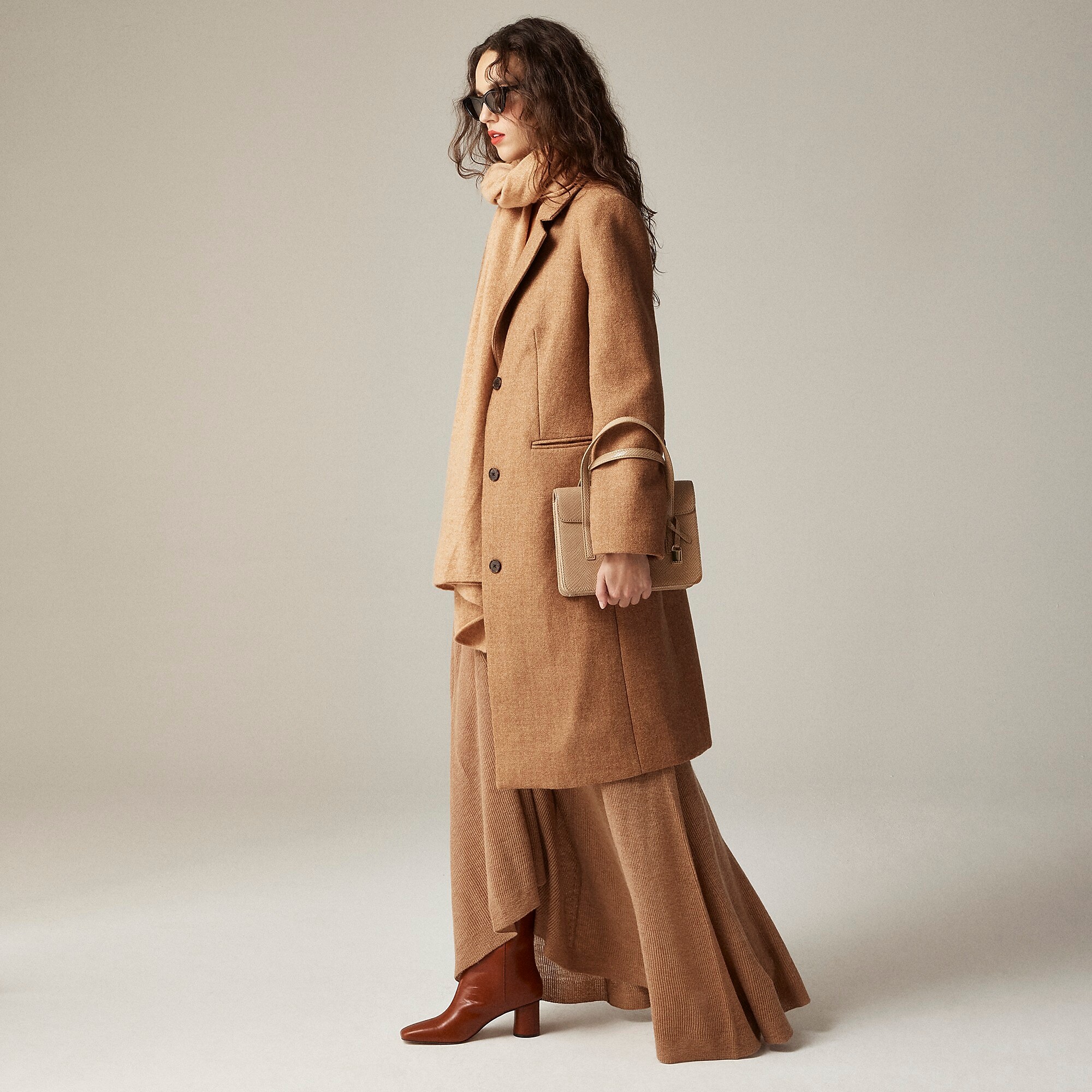 Savoy topcoat in Italian wool-blend melton-Soft Brown