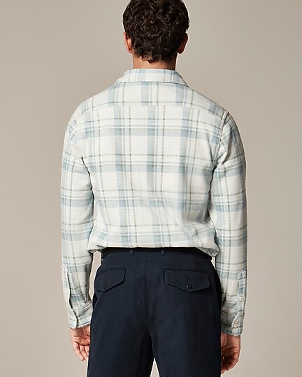 Seaboard soft-knit shirt in plaid-Enrico Cream Blue Olive