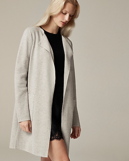 Juliette collarless sweater-blazer-Hthr Dove