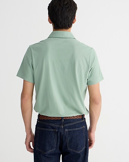 Sueded cotton polo shirt in stripe-Spring Whisper