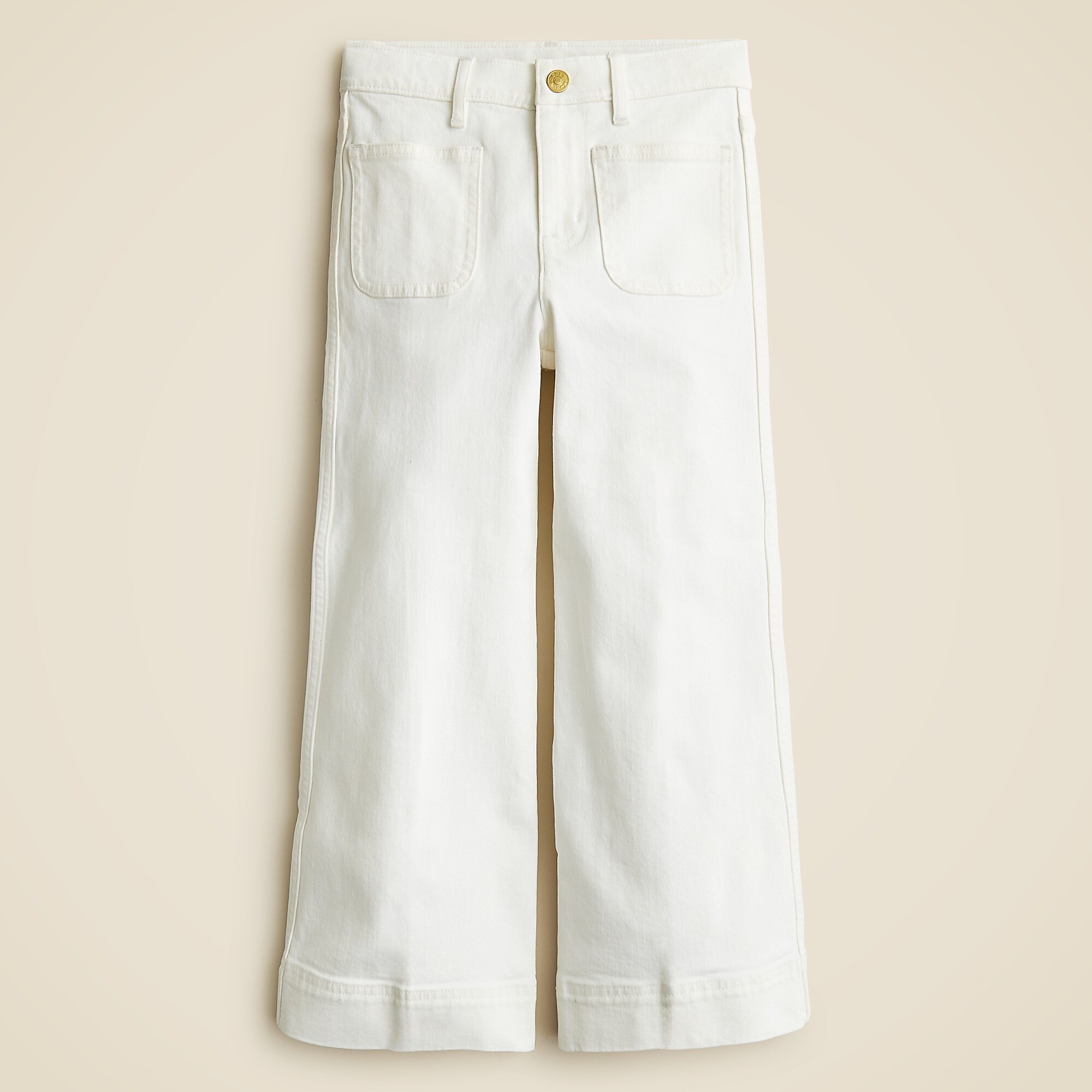 Girls' sailor stretch denim trouser in white