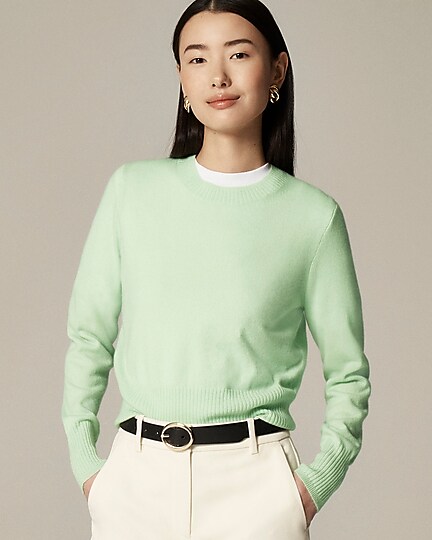 Cashmere shrunken crewneck sweater-Sheer Mint