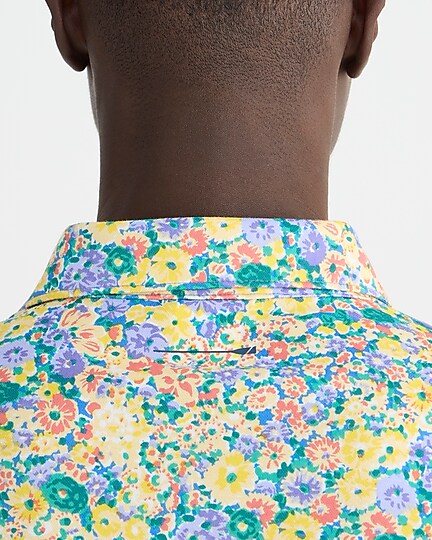 Performance polo shirt with COOLMAX® in print-Barley Flower Yellow Vi