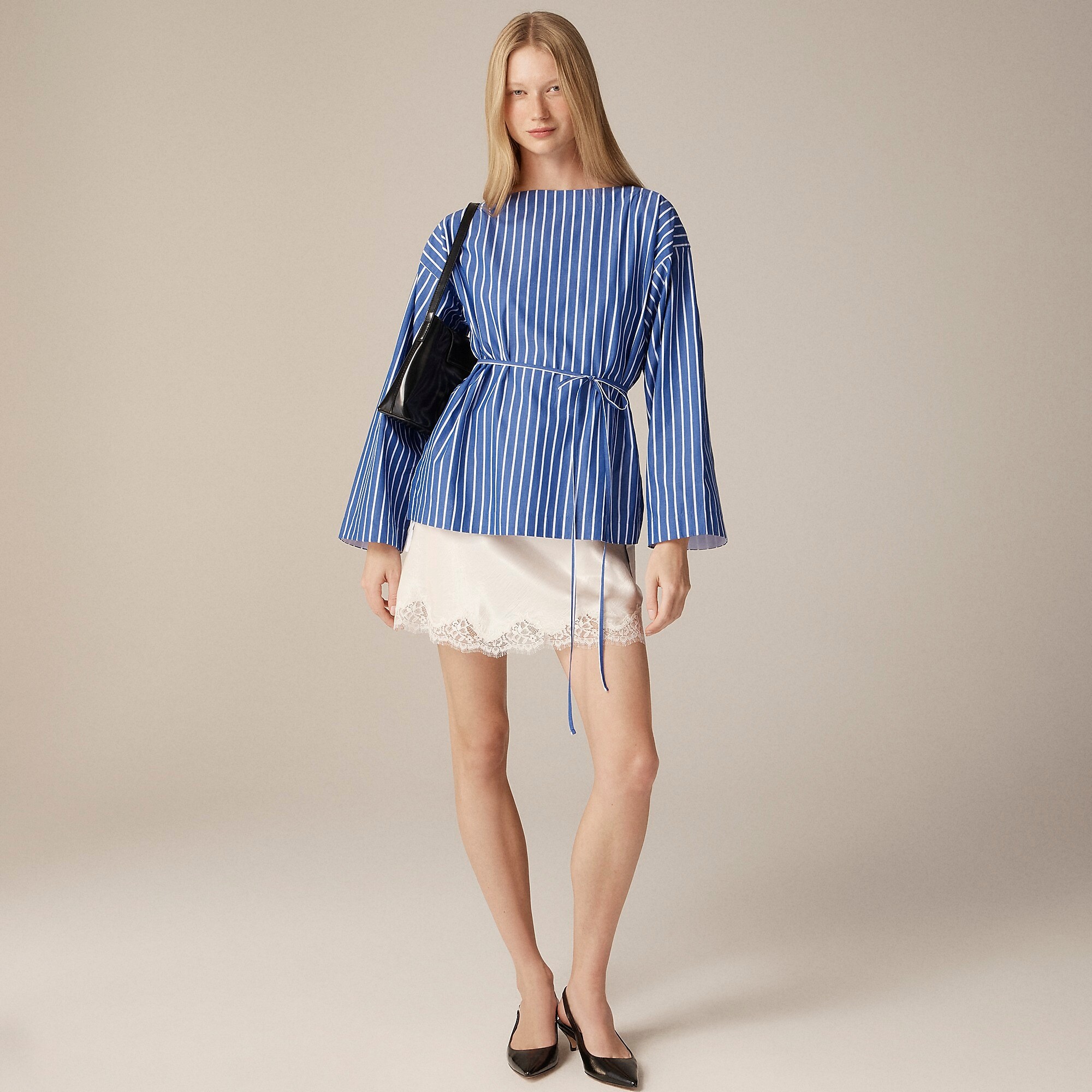 Ciel top in striped cotton poplin-Deep Sea Stripes