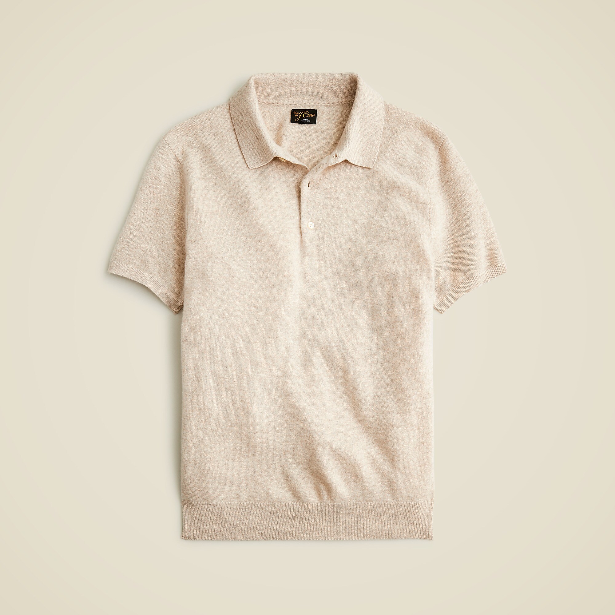 Cashmere short-sleeve sweater-polo-Hthr Birch