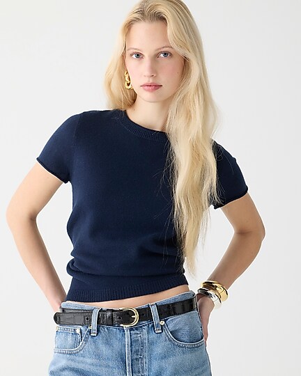 Cashmere relaxed T-shirt-Navy