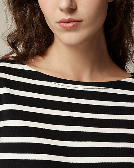 Classic mariner cloth boatneck T-shirt in stripe-Perfect Black Stripe