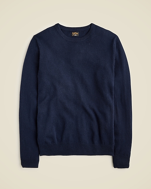 Cashmere crewneck sweater in houndstooth-Navy