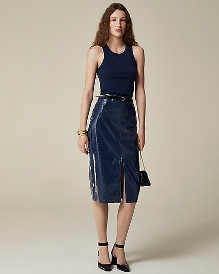 Perfect-fit high-neck tank-Navy