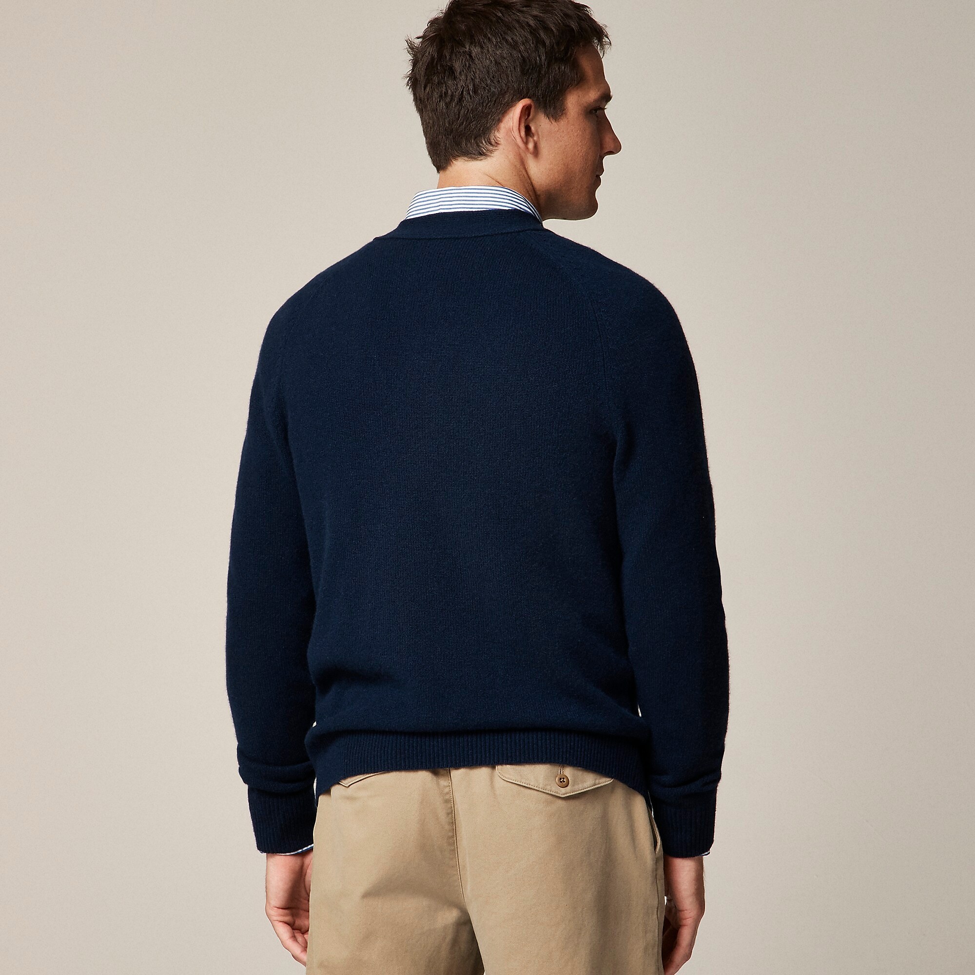 Midweight cashmere cardigan sweater-Navy