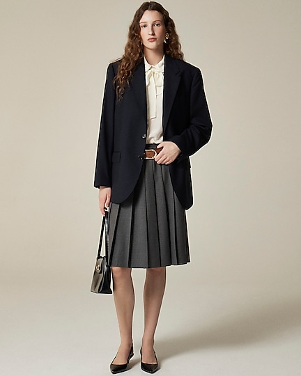 Removable tie-neck button-up shirt in striped crepe de chine-Ivory