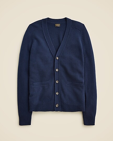 Midweight cashmere cardigan sweater-Navy