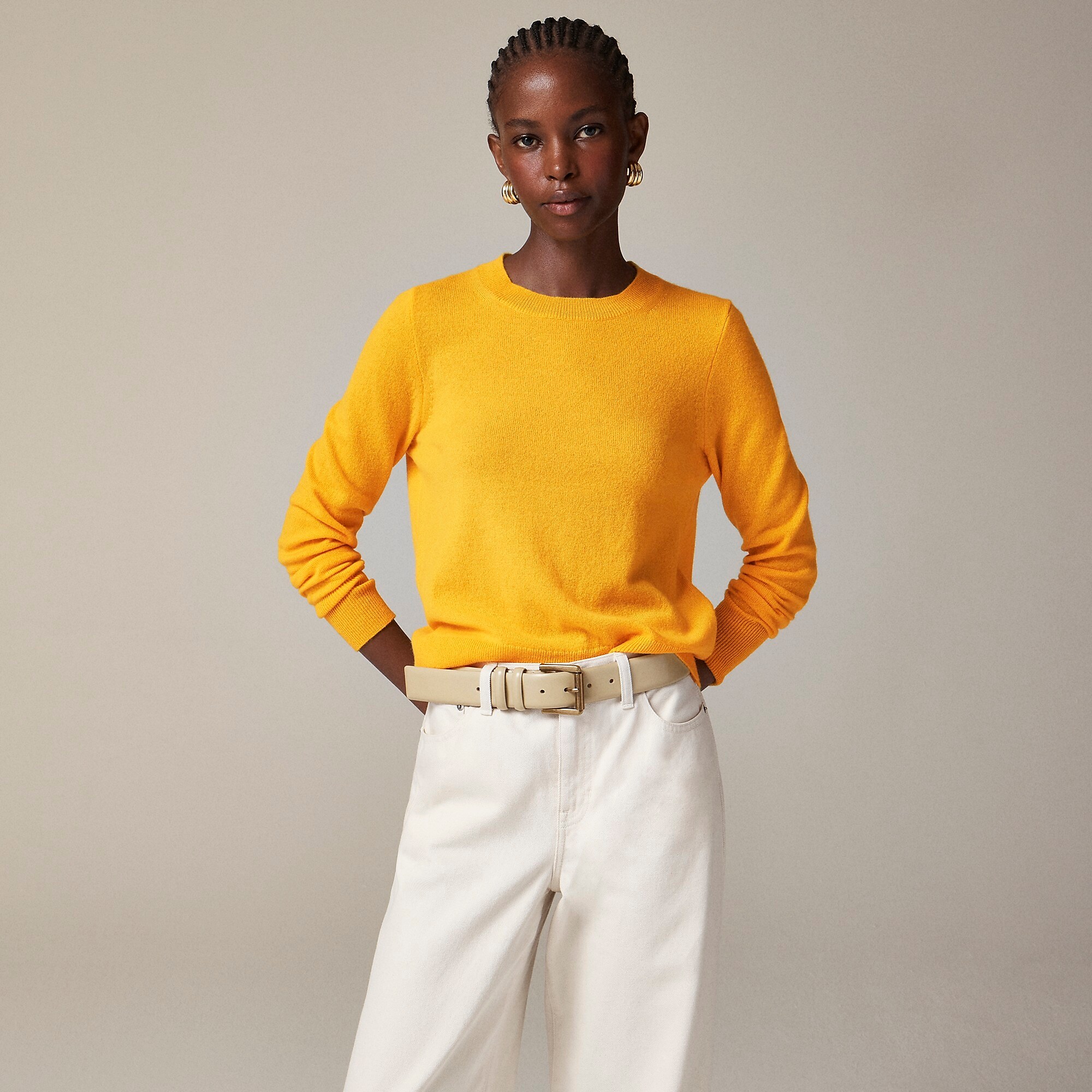 Cashmere classic-fit crewneck sweater-Warm Sunflower