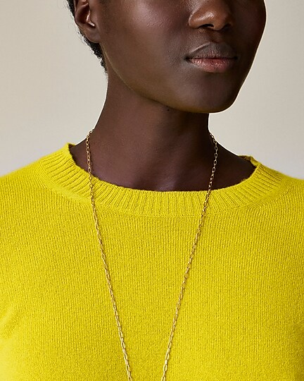 Cashmere shrunken crewneck sweater-Chartreuse