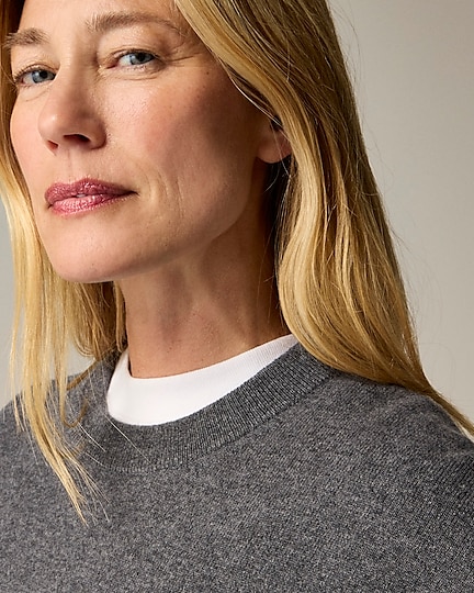 Cashmere relaxed crewneck sweater-Hthr Charcoal