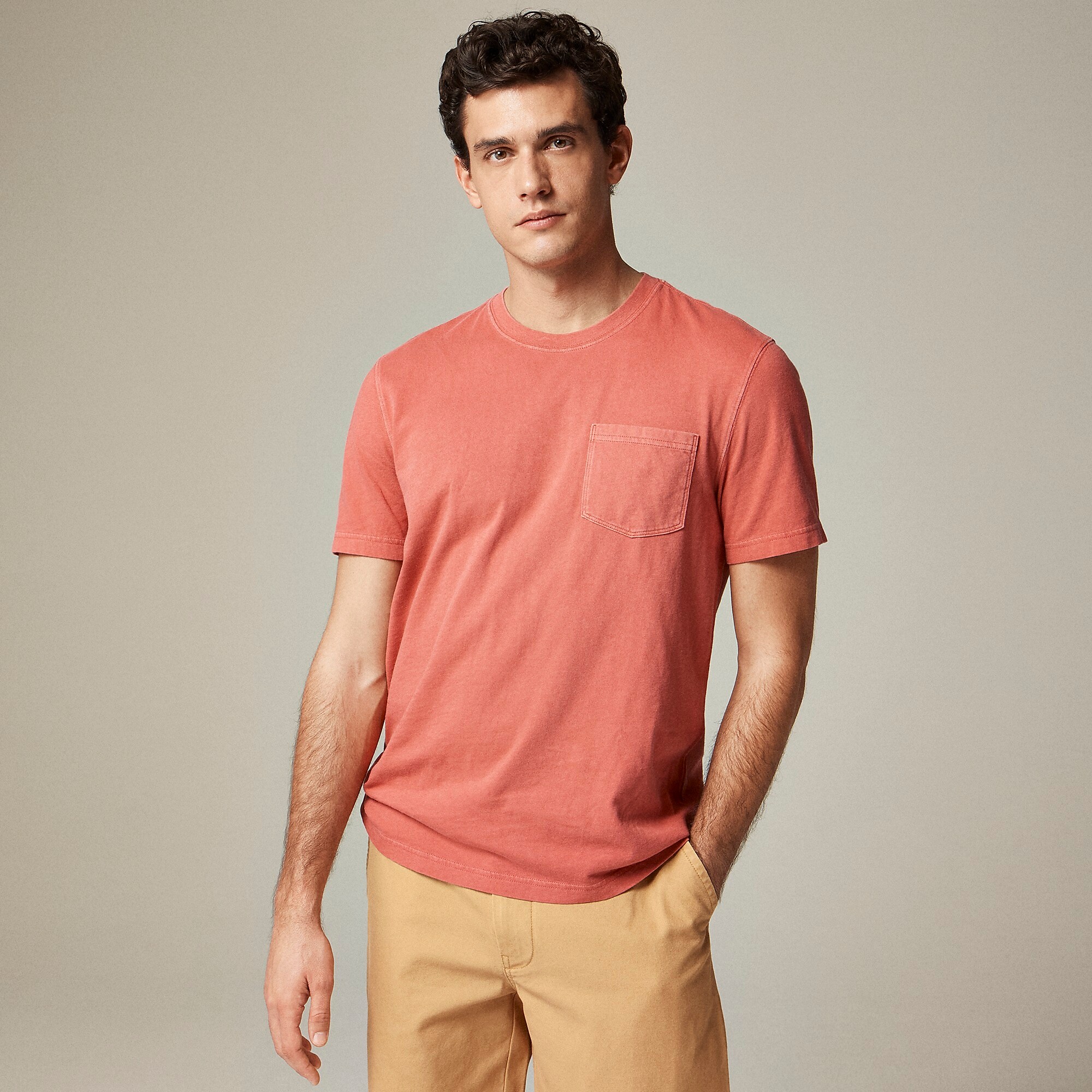 Vintage-wash cotton pocket T-shirt-Vintage Barn