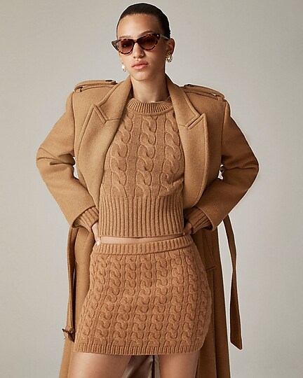 Collection cashmere cable-knit mini skirt-Hthr Rich Camel