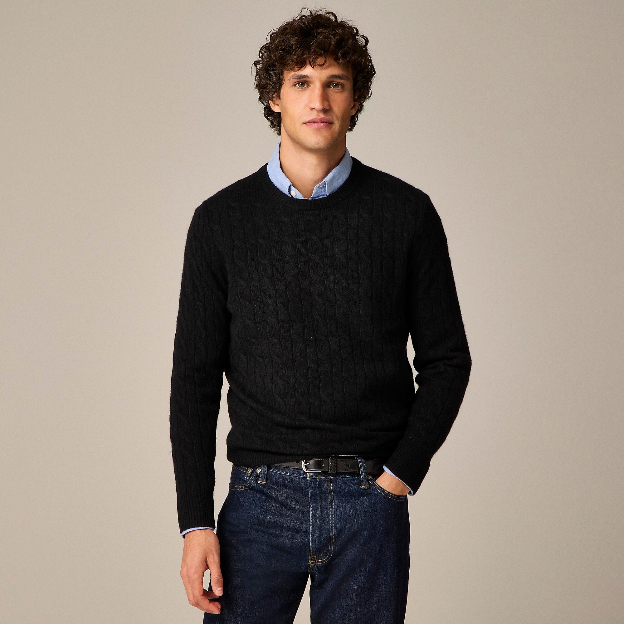 Cashmere cable-knit sweater-Black