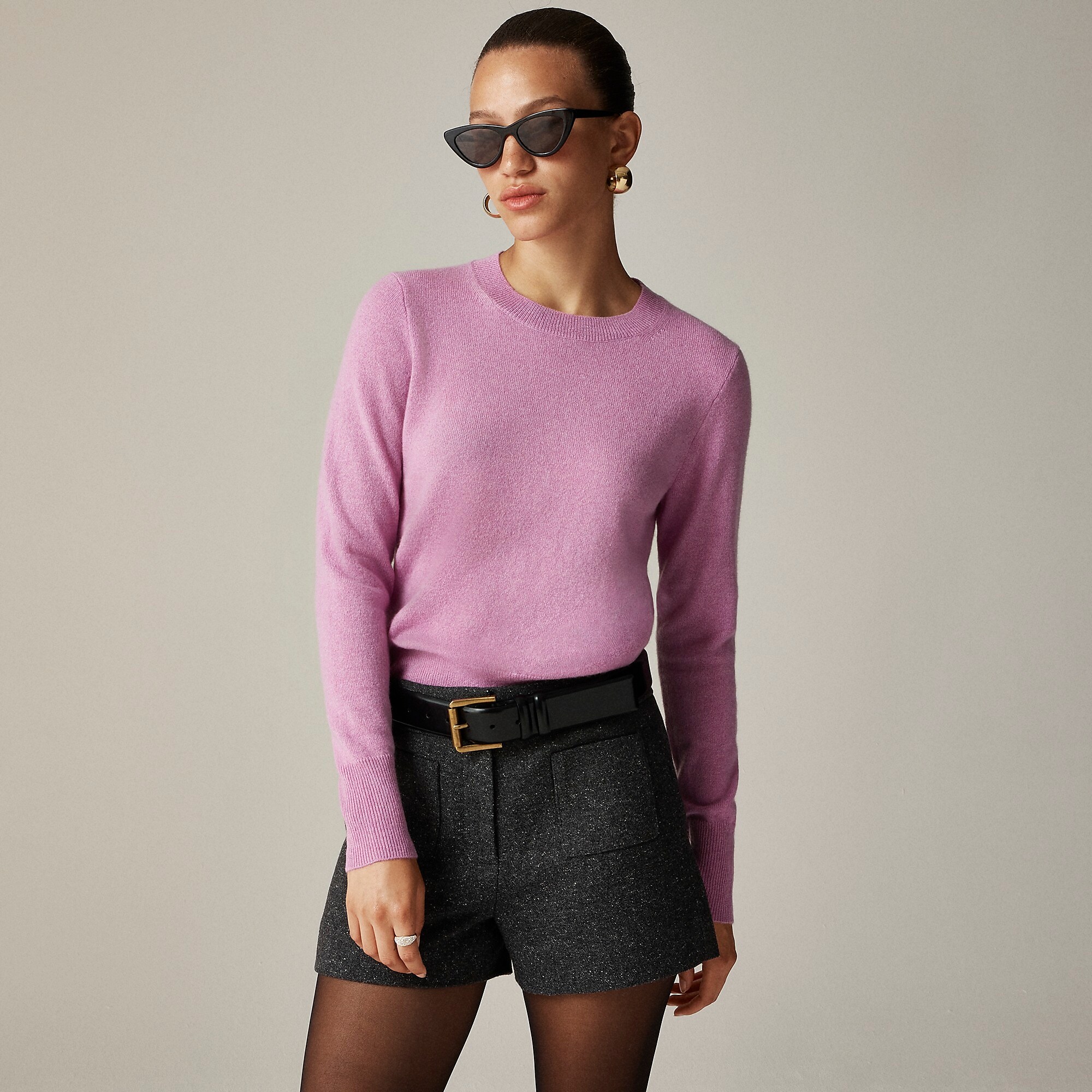 Cashmere classic-fit crewneck sweater-Hthr Petunia
