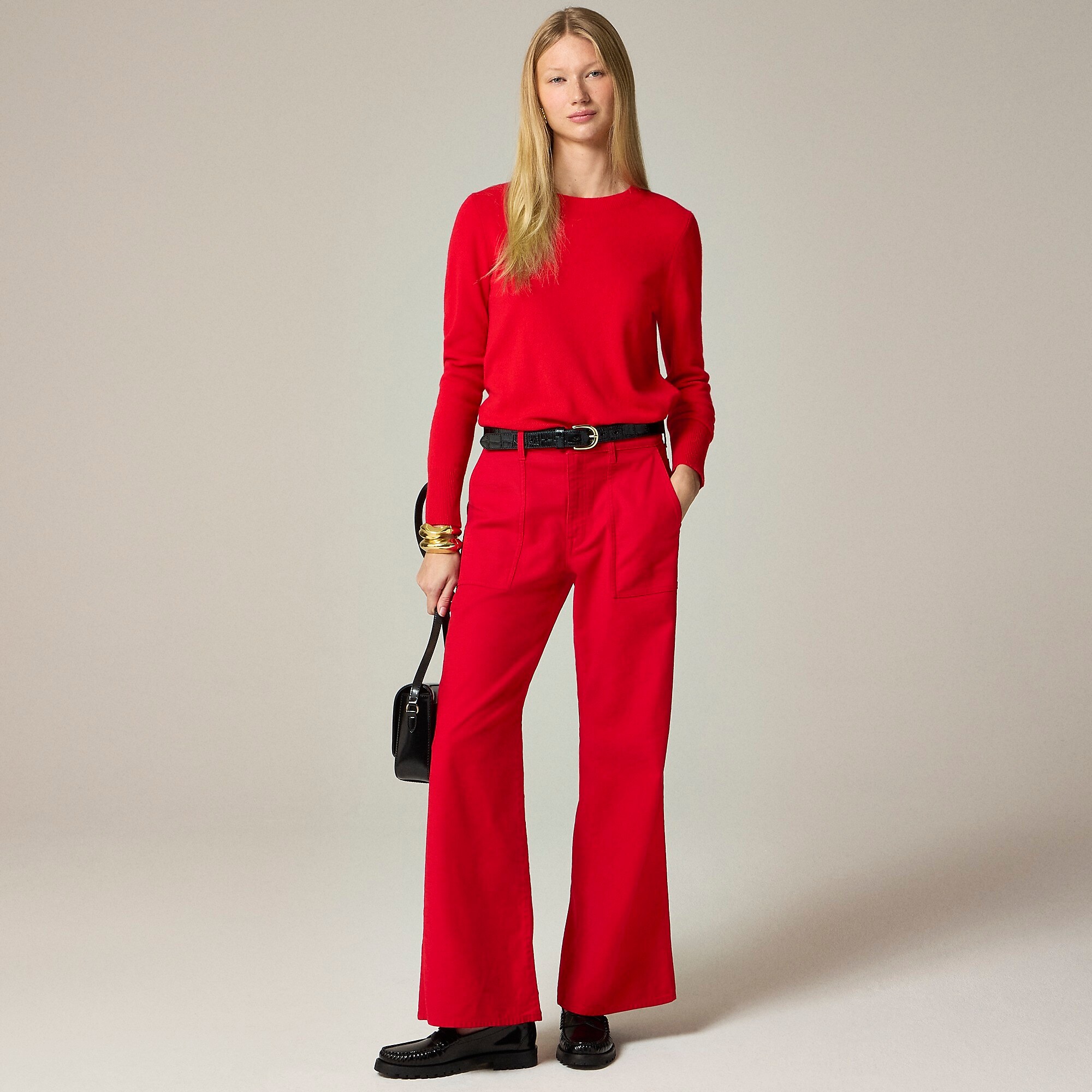 Cashmere classic-fit crewneck sweater-Bright Poppy