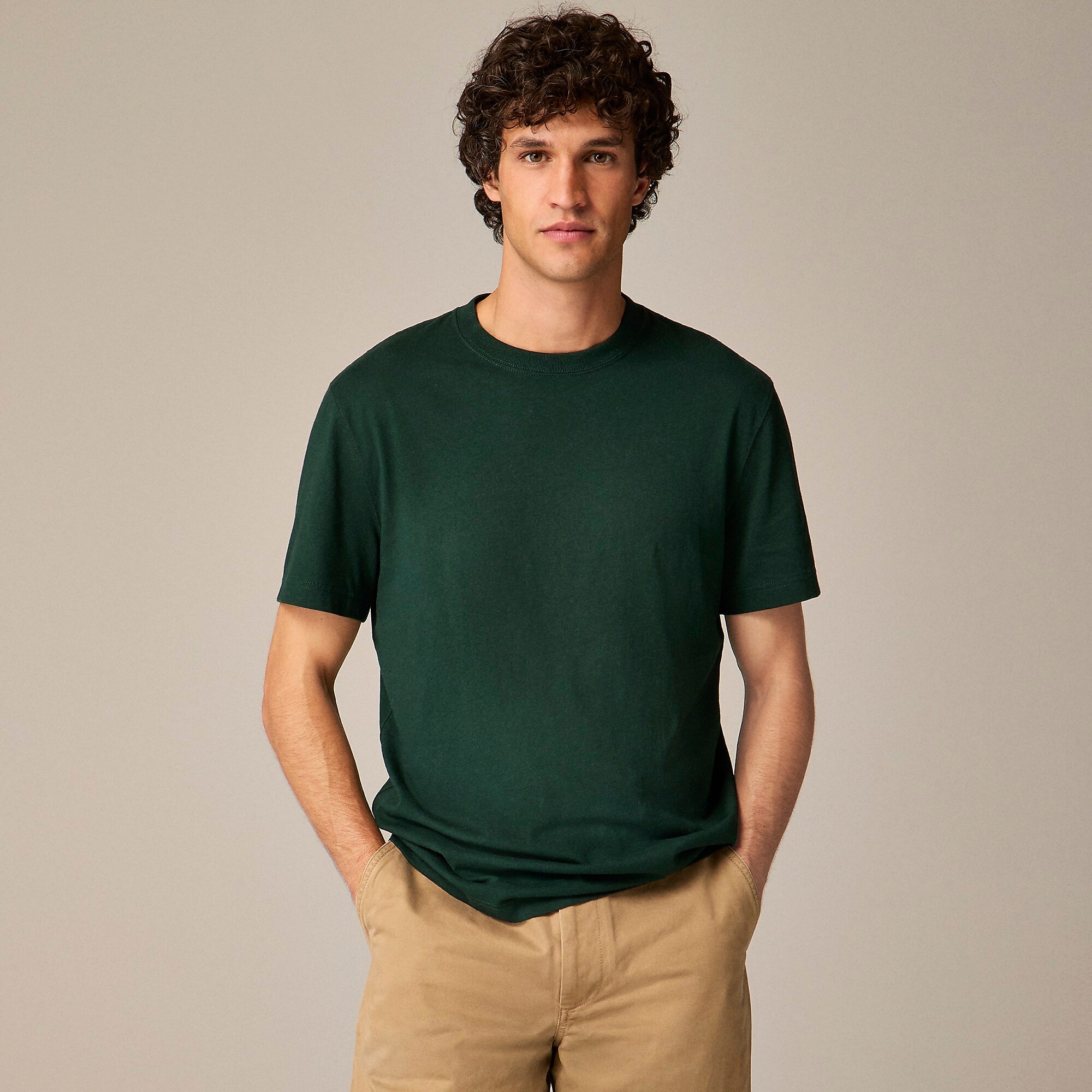 Relaxed premium-weight cotton no-pocket T-shirt-Jcrew Green