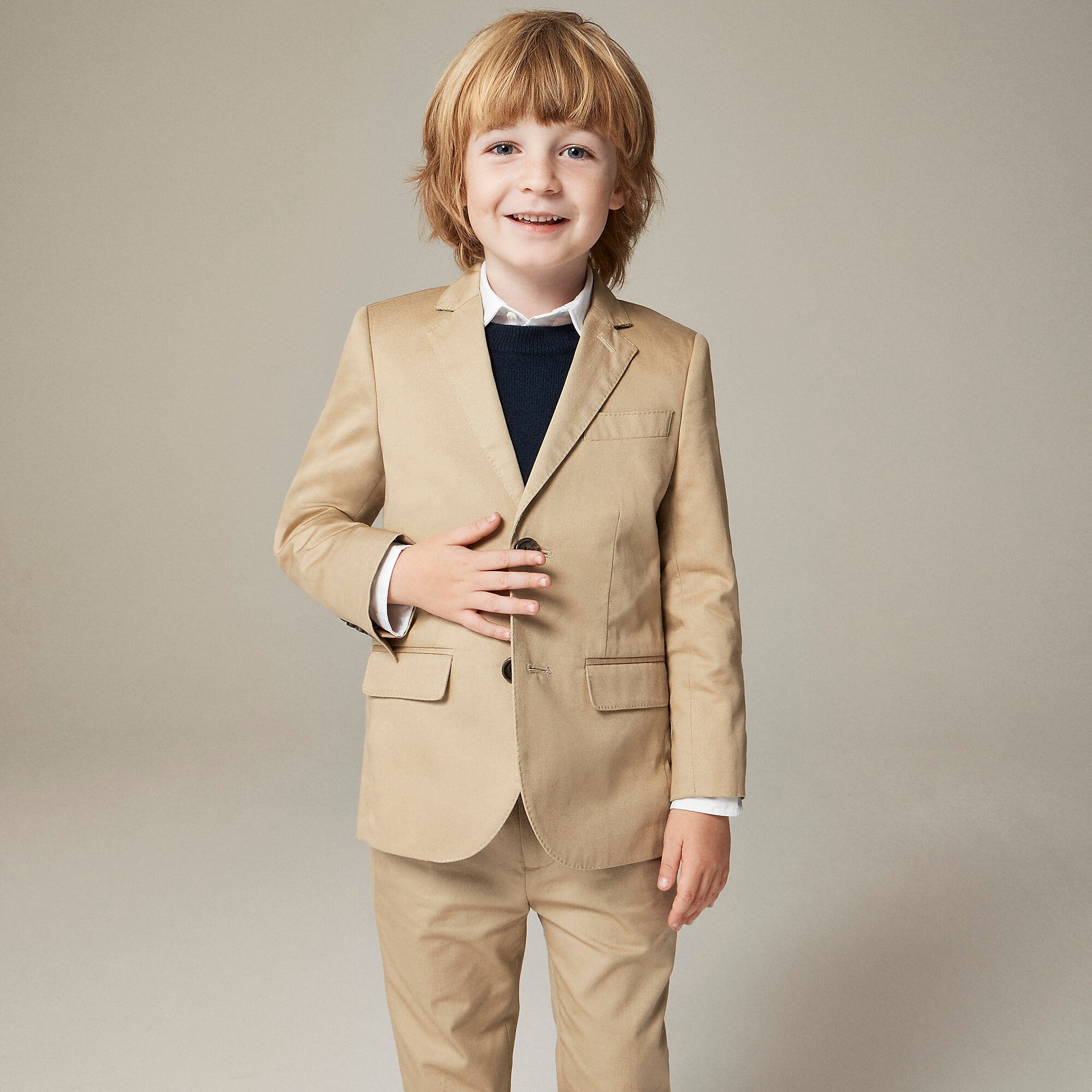 Boys' Ludlow suit jacket in Italian chino-Light Khaki