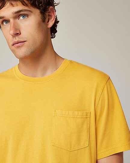 Vintage-wash cotton pocket T-shirt-Sunset Gold