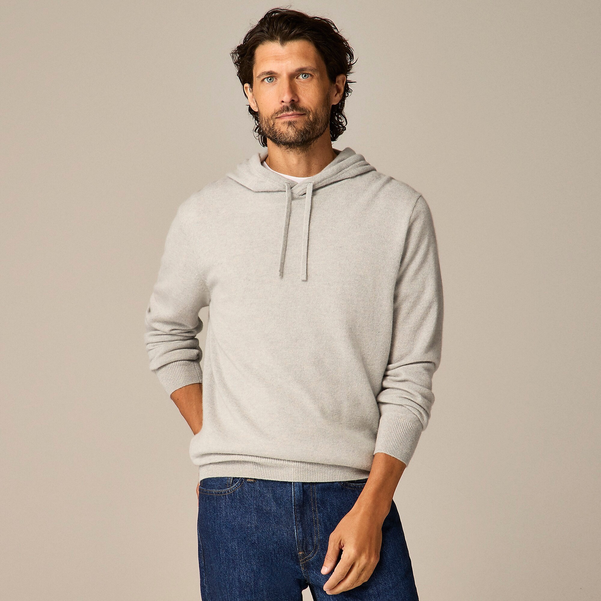 Cashmere hoodie-Hthr Grey