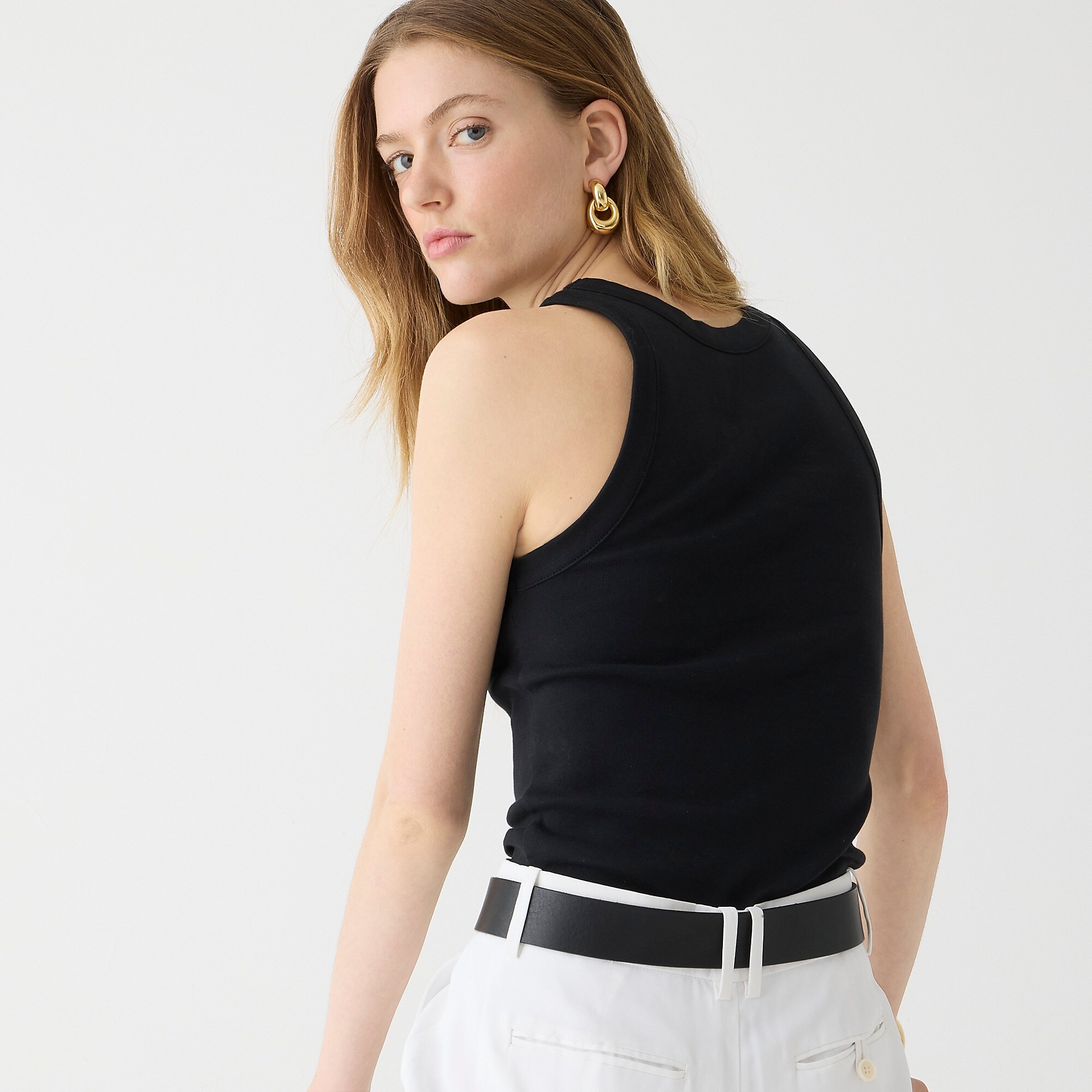 Perfect-fit high-neck tank-Black