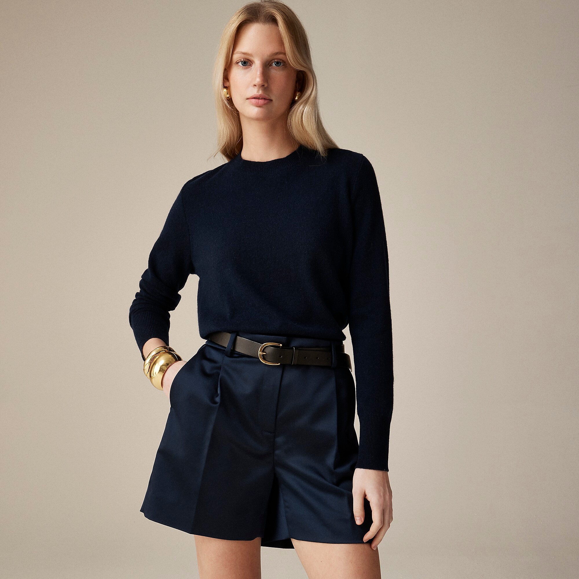 Cashmere classic-fit crewneck sweater-Navy