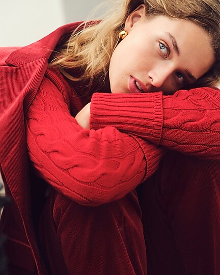Collection cashmere cuffed crewneck sweater-Classic Cardinal
