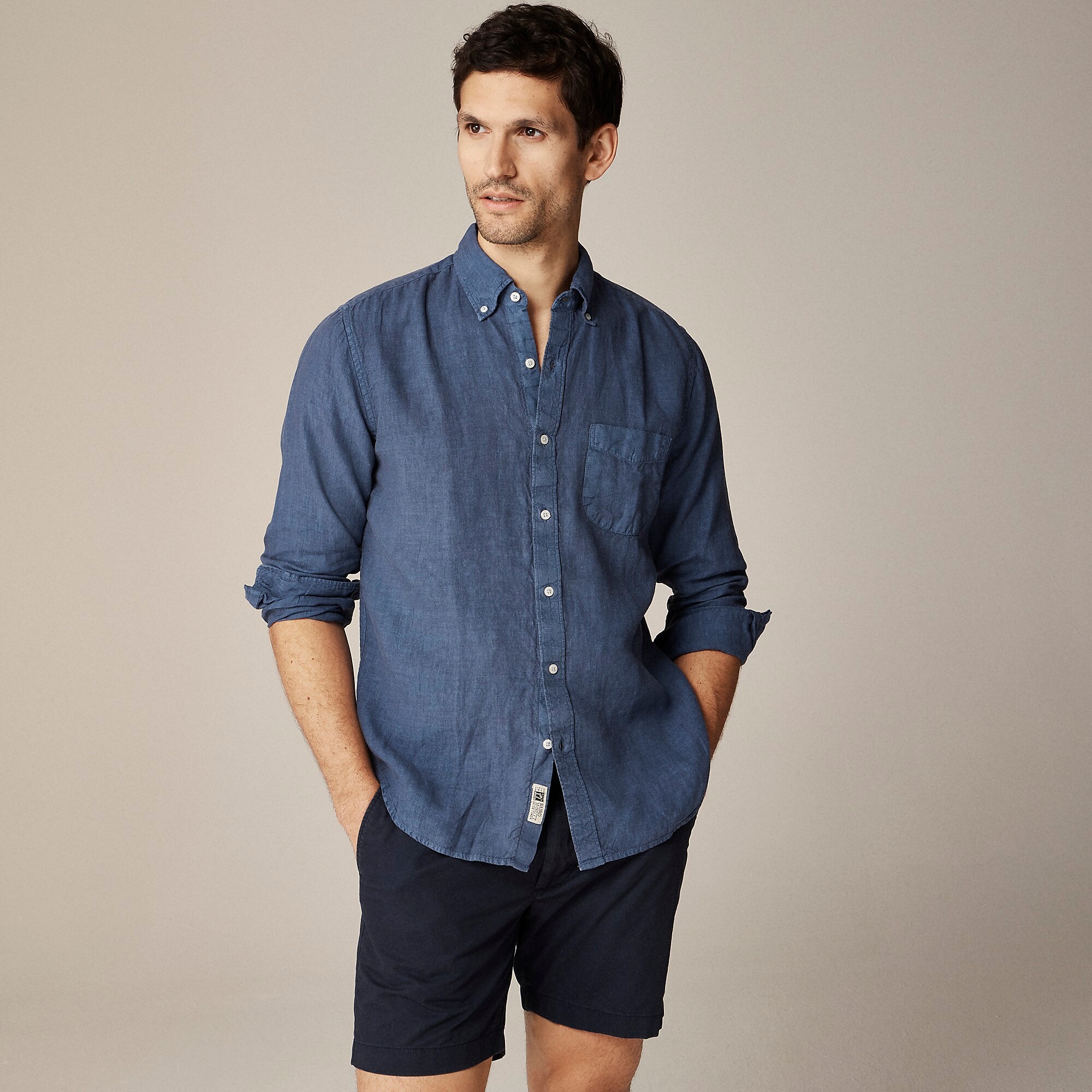 Baird McNutt Irish linen shirt-Sunfaded Indigo