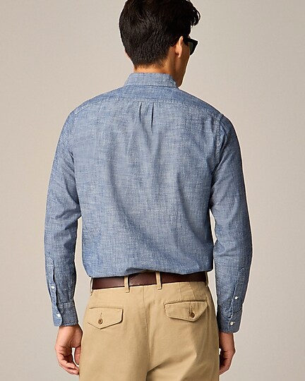 Organic cotton chambray shirt in one-year wash