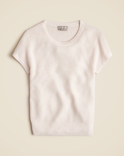 Ribbed featherweight cashmere T-shirt-Snow
