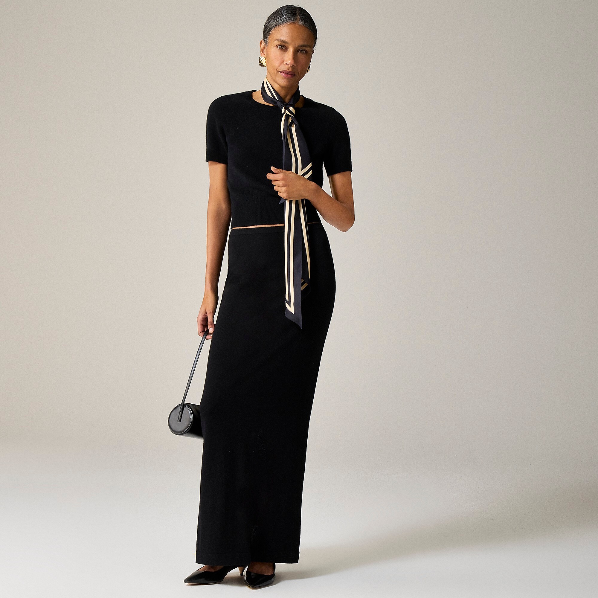 Cashmere shrunken T-shirt-Black