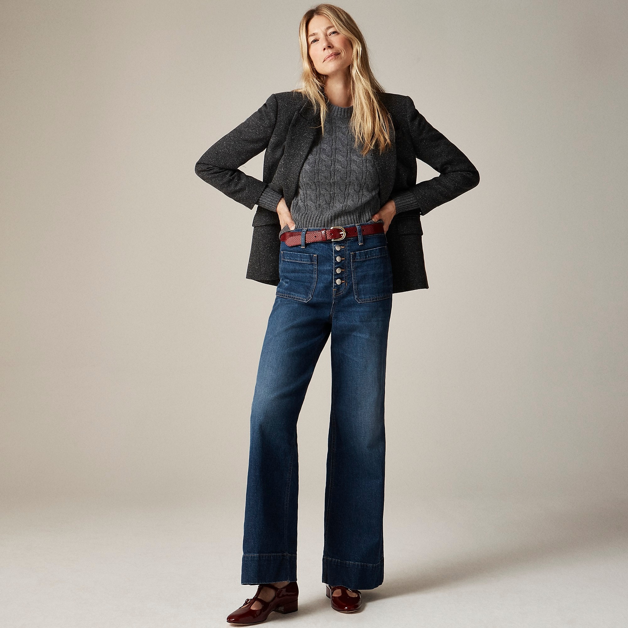 High-rise denim trouser jean-Henry Louie Wash