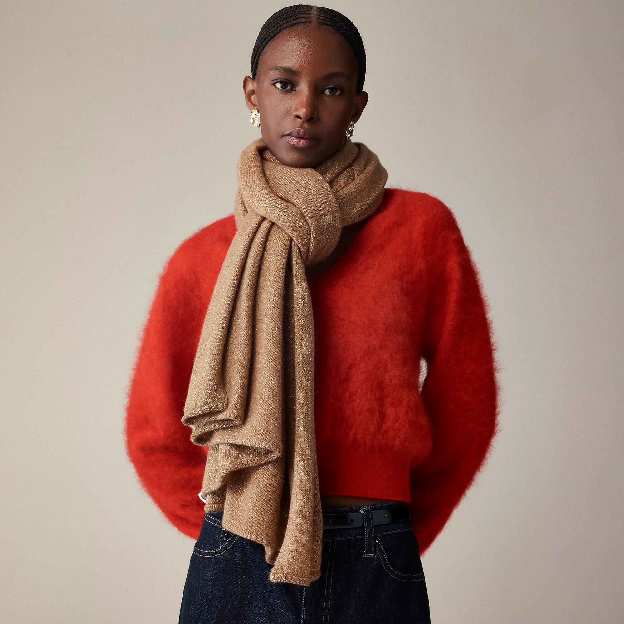 Oversized cashmere wrap-Hthr Rich Camel Gold