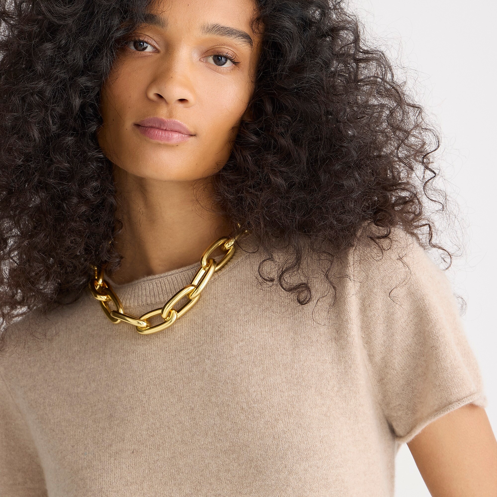 Cashmere relaxed T-shirt-Hthr Stone