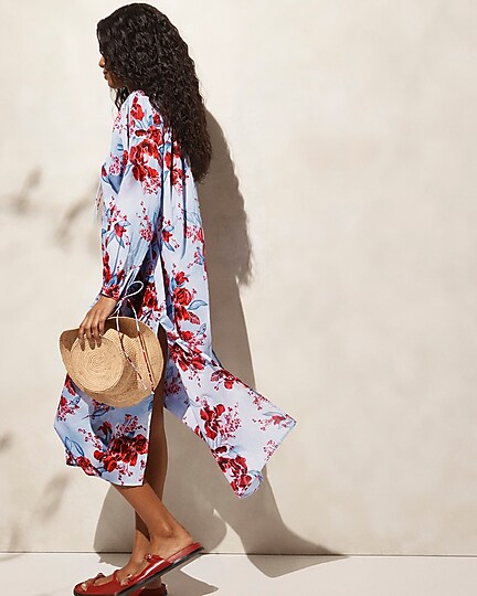 Cotton voile tunic dress in floral print