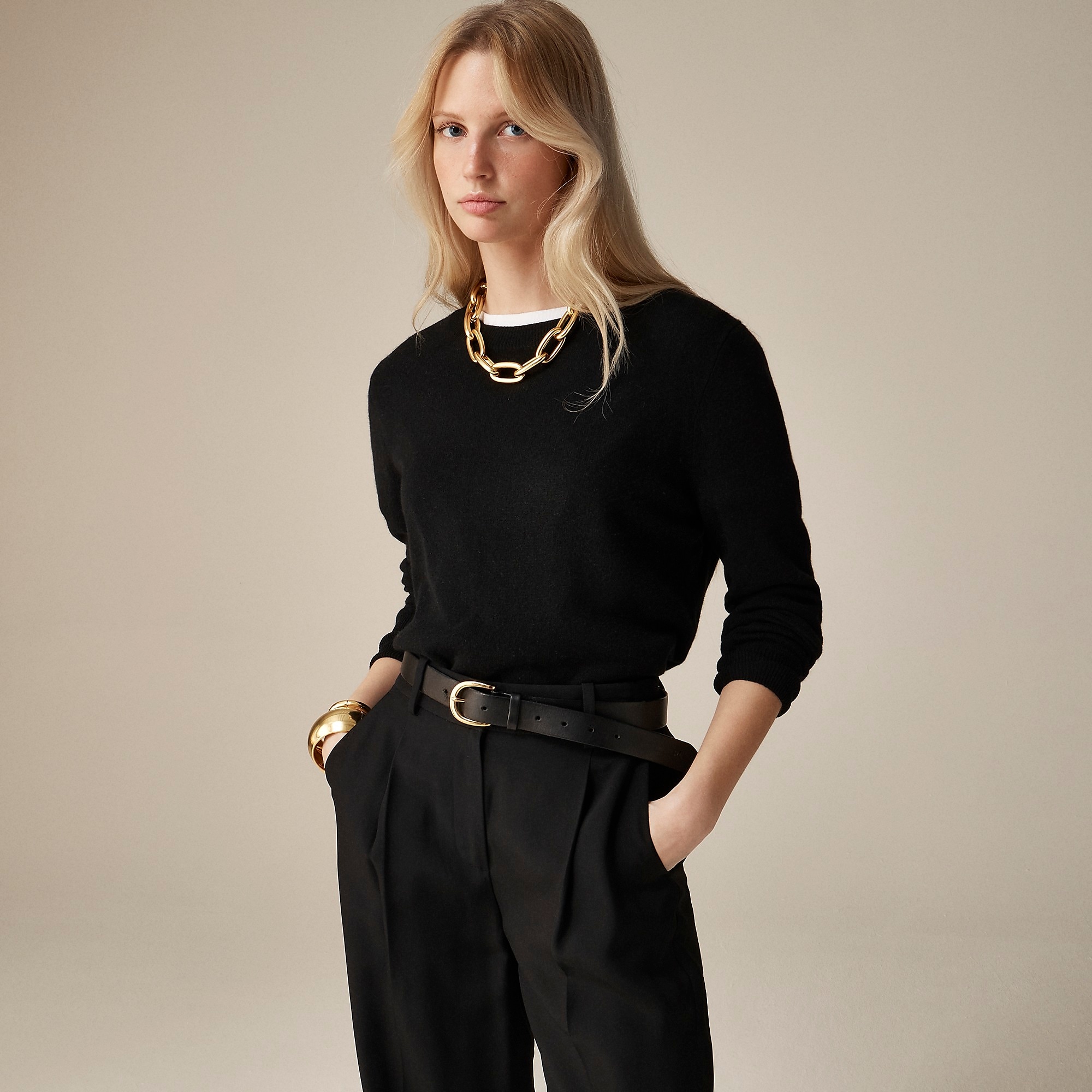 Cashmere classic-fit crewneck sweater-Black